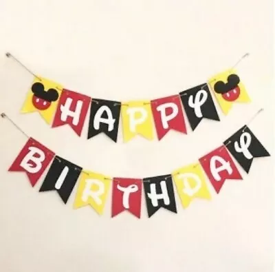 Mickey Mouse 1st Birthday Decoration Banner Disney Theme Birthday Party Banner • $18.50