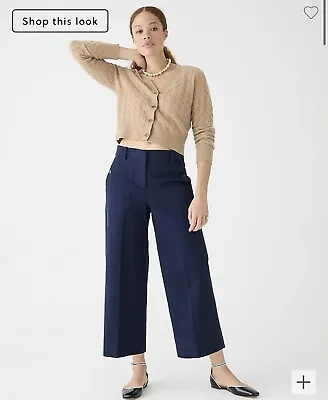 NWOT J Crew Navy Sydney Wide-leg Pant In Bi-stretch Cotton Blend $99 Sz 00 • $30