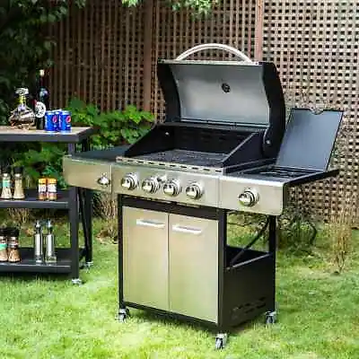 4 Burner + Side Burner Propane Gas Grill Outdoor Cooking Stainless Steel BBQ • $329.99