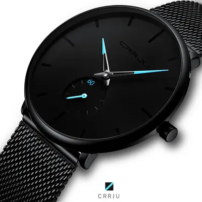 $26.99 • Buy 【30m Waterproof】Men Quartz Sport Ultra-Thin Stainless Steel Watch Watches Mens