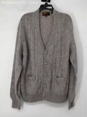 Montgomery Ward Mens Gray Long Sleeve V-Neck Knitted Cardigan Sweater Size XL • $9.99
