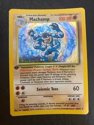 Pokemon Base Set 1999-2000 4th PRINT Machamp Holo Rare #8/102 • $22