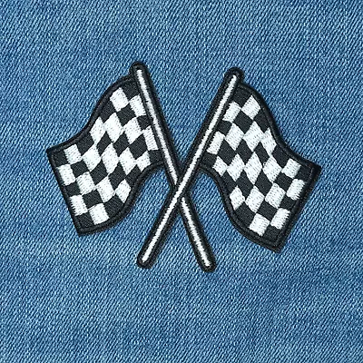 Checkered Racing Flag Iron On Patch Badge Sew On Embroidered Badge Nascar Badge • £1.49