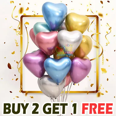 £4.99 • Buy 10-50 CHROME BALLOONS METALLIC LATEX PEARL 10  Helium/Air Wedding Birthday Party