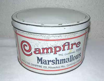 ANTIQUE CAMPFIRE MARSHMALLOWS ADVERTISING TIN 10  Diameter • $219.99