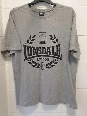 LONSDALE BOXING LDN LONDON Grey T Shirt Size XL Spellout LOGO Tee 48   • £9.50