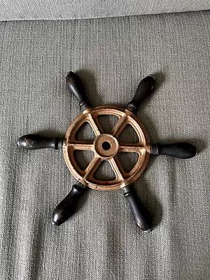 Vintage  12  Ship Helm Steering Wheel Wood & Cast Iron Nautical Maritime • $99.99
