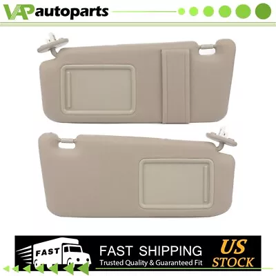 Left & Right Beige Sun Visor Pair With Cover Trims Fits 2009-2016 Toyota Venza • $38.90