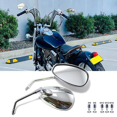 Chrome Motorcycle Side Mirrors For Yamaha V Star 1300 Tourer 650 250 1100 950 • $25.59