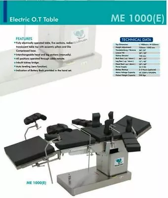 High Quality Electric C-Arm Compatible Operation Theater Table OT Surgery Table@ • $3500