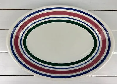 La Primula S.R.L Striped Green Blue Pink 16” Pasta Platter Italy • $24