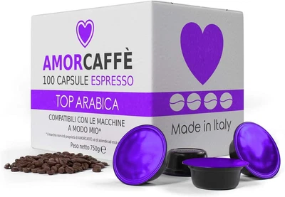 £20.99 • Buy Amorcaffe 100 Coffee Capsules Pods Compatible With Lavazza A Modo Mio - Top -