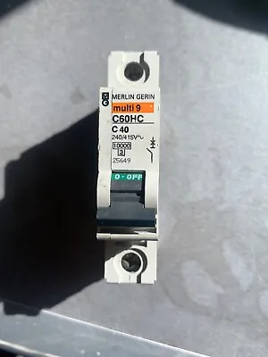 MERLIN GERIN 40 AMP TYPE C 10kA MCB CIRCUIT BREAKER 25649 C60HC MULTI9 • £3