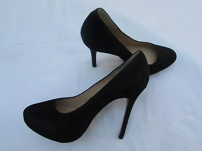 AllSaints Black Black Suede Platform Round Toe Heels 5inch Pumps EUR 37/US 5.5 • $21.99