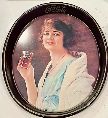 Coca Cola Vintage 1973 Oval Tin Serving Tray Reproduction 1923 Flapper Girl Coke • $9.99