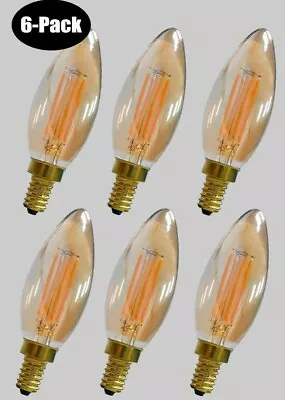 6 Pack LED Chandelier Dimmable Light Bulbs E12 3.5W 25W Eq Lamp Warm Amber 2200K • $8.99