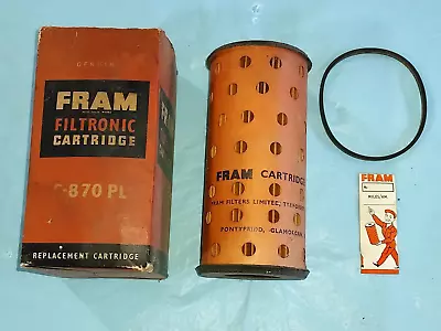 Vintage FRAM Oil Filter Cartridge C-870 PL W/ Box Rubber Gasket & Sticker NOS • $16.99