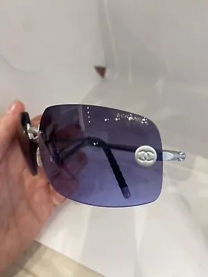 Chanel Sunglasses Vintage RAM1921AA RC003 Wrap Y2k Shades Rimless Purple • $100