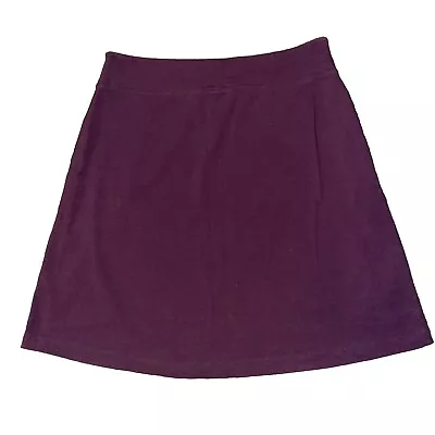 Merona Purple Skirt Pull On Size M Cotton Spandex Blend Stretch Wide Waist Knee • $9.99