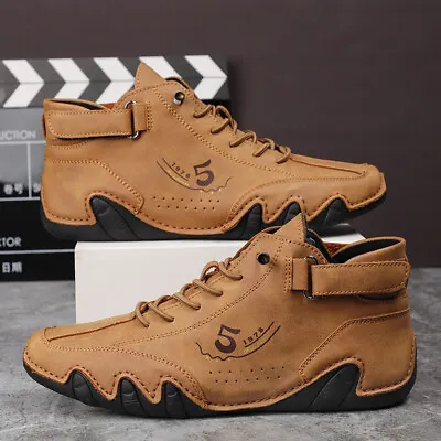Leather Casual Shoes Men's Ankle Boots Fashion Sneakers Loafers Motorcycle Shoes • $15.68