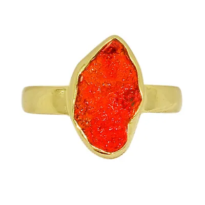 18K Gold Vermeil Natural Mexican Opal Rough Ring Jewelry S.7 CR29651 • $12.99