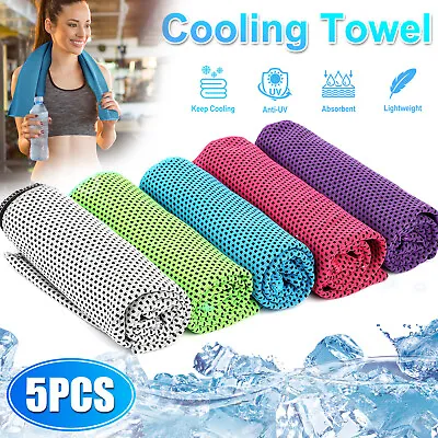 5Pcs Cooling Towel Ice Towel Neck Wrap For Sports Running Jogging Gym Cool Down • $8.98