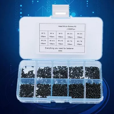 1000pcs Black Screws Mini Tiny M1 M1.4 M1.7 Miniature Self Tapping Track Screws • $6.69