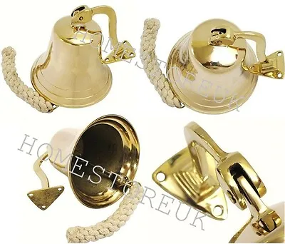 Brass Ship Bell Door Bell With Bracket Wall Hanging Mounted Fixing School Dinner • £29.95