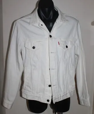 Levi Strauss & Co Designer Denim Jacket White Small Unisex Big E Vintage Fit • $109.99