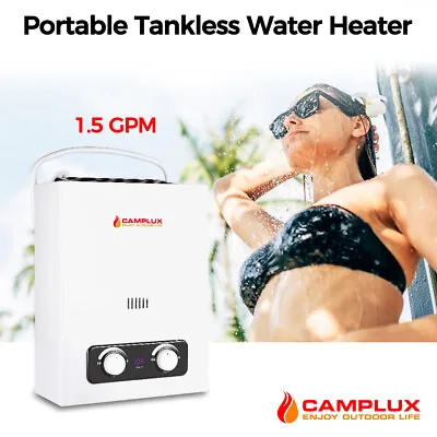 Camplux 1.5GPM Portable Tankless Gas Water Heater Camping RV Instant Hot Shower  • $103.99