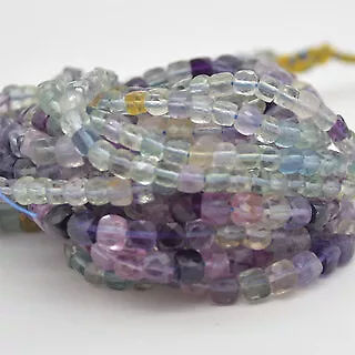 3mm  - 4.5mm FACETED Gemstone CUBE Beads - 15  Strand - Various Gemstones • £20.99