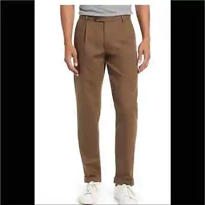 NEW TED BAKER 38 Charl Slim Wide Leg Cuffed Trouser Pants Khaki • $54.46