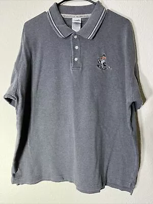 Vintage 2000 Mens Warner Bros Embroidered Daffy Duck Gray Polo Golf Shirt LG • $20