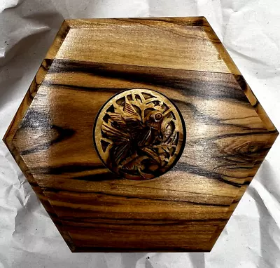 Mockingjay Hexagon Solid Wood -grained Jewelry Box 3 1/2  Wide X 1 3/4 High • $16.99