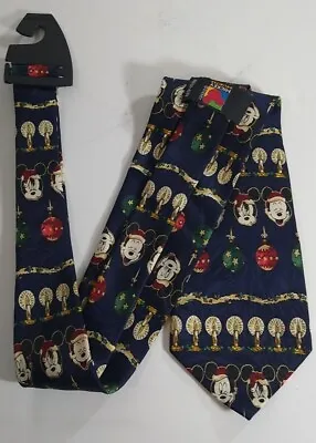 Vintage Disney Unlimited Mickey & Co. Atlas Design Mickey Mouse Christmas Tie • $11.24