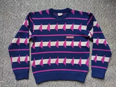 Vintage 1990s Sweater SPYDER Retro WOOL Ski Racing XL Blue Pink KNIT • $168.95