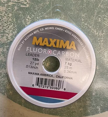 Maxima Fluorocarbon 15lb Leader Spool Line Clear • $12.99