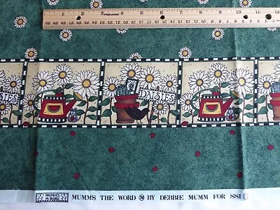 7/8YD Debbie Mumm Border Print Daisies Crows Ladybugs Green Fabric Quilt Cotton • $4.99