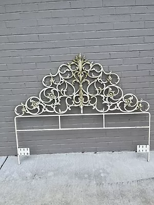 Vintage Hollywood Regency Ornate Scrolled Cast Iron Twin Full Bed Headboard • $400