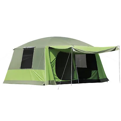 Outsunny Two Room Dome Tent Camping Shelter W/ Porch And Portable Carry Bag • £156.99