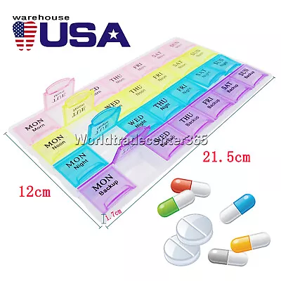 Weekly Pill Organizer 4 Times A Day Pill Box Medicine Organizer Pill Case • $7.99