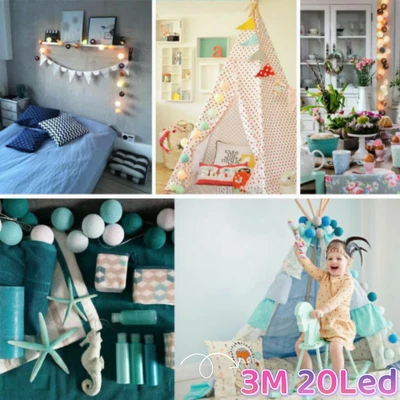 £7.55 • Buy 3M 20 LED Cotton Ball Garland Lights String Christmas Xmas Holiday Wedding Decor