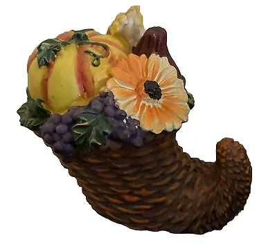 Vintage Resin Mini Cornucopia Fall Autumn Harvest Thanksgiving Decoration • $9.99