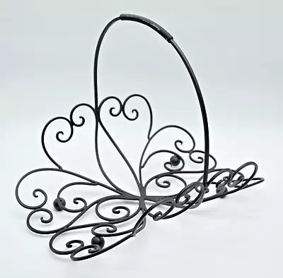 Wrought Iron Metal Scroll Magazine Newspaper Log Floor Rack W/Handle 17x14x13 • $24.95