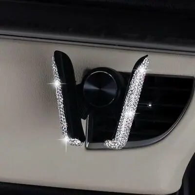 Car Phone Crystal Holder Air Vent Mount Clip With Bing Rhinestone Outlet Bracket • $19.09