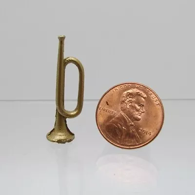 Dollhouse Miniature Metal Gold Bugle / Trumpet Music Instrument CAR858 • $2.87