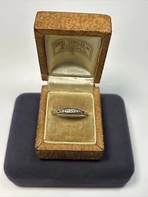 Old 14k Solid Yellow & White Gold & Diamond Channel Set Band Ring • $199.99