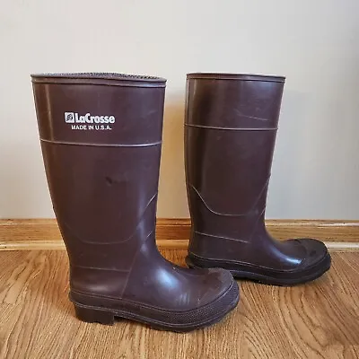 Lacrosse Rain Rubber Boots Womens Size 8 Brown Tall Made In USA • £28.92