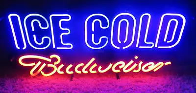 Ice Cold Budweiser Beer Iconic Logo Led Sign-opti Neon-bar Light-lager-ale-bud • $134.99