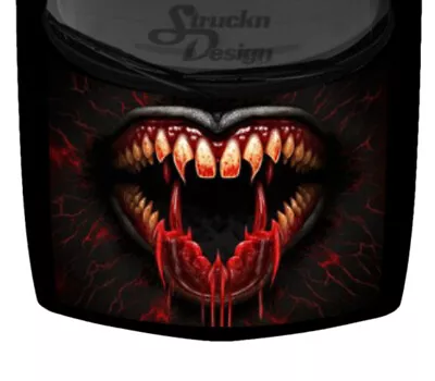 Fanged Vampire Bloody Mouth Dark Teeth Truck Hood Wrap Vinyl Car Graphic Decal • $105.33